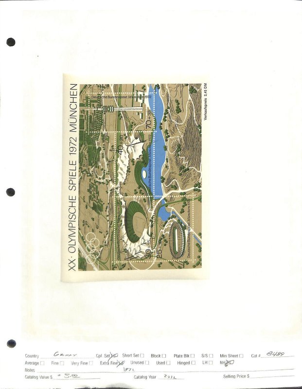 Germany, Postage Stamp, #B489 Mint NH, 1972 Olympics Munich (BB)