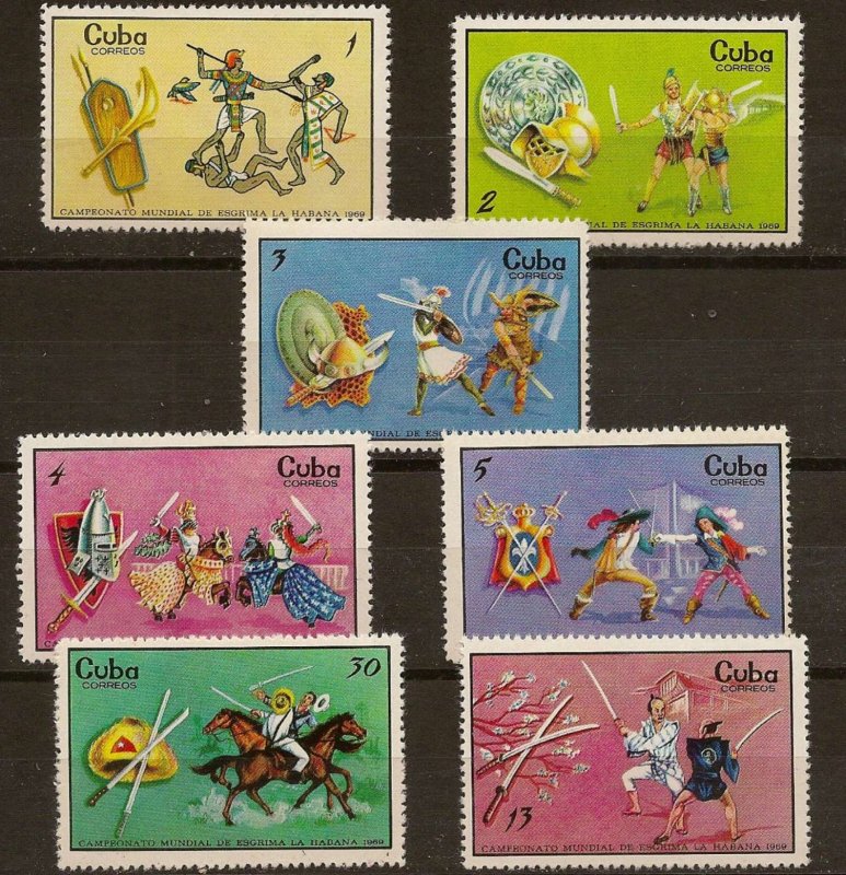 CUBA Sc# 1436-1442  FENCING CHAMPIONSHIPS  sword  CPL SET of 7  1969   MNH