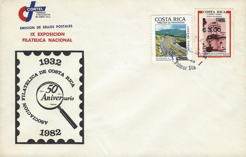 Costa Rica Church of Esparza,Colon Highway,SURCHARGED, Sc C883-C4 FDC 1982