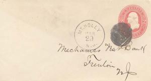 United States Jersey Mt. Holly c1888 cork killer  Postal Stationery Envelope.