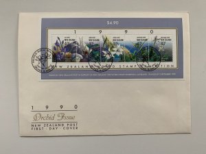 New Zealand #986 orchid issue S/S, FDC, 1990