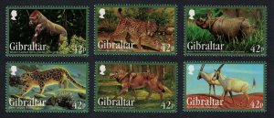 Gibraltar Oryx Rhino Wolf Lynx Leopard Gorilla Endangered Animals 6v 2012
