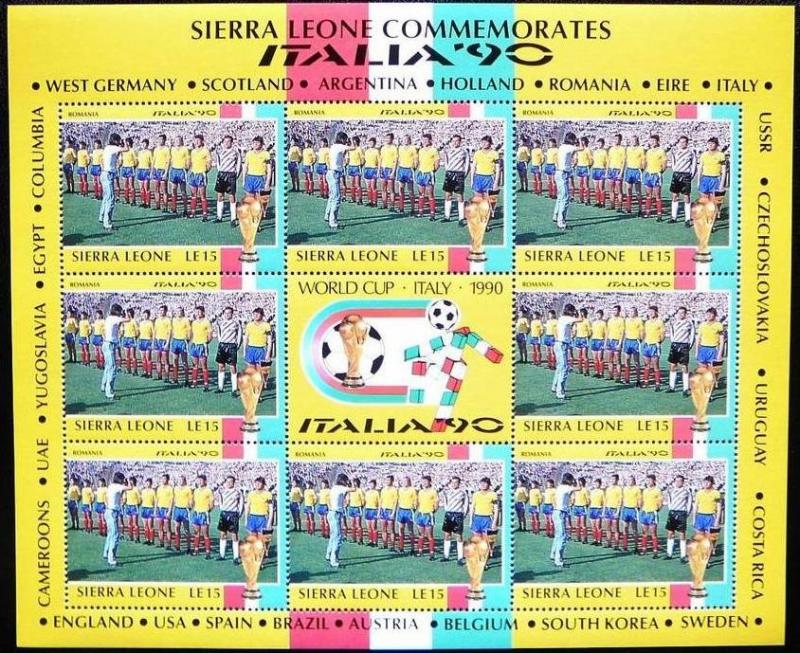 SIERRA LEONE SHEET ROMANIA FOOTBALL SOCCER WORLD CUP ITALY