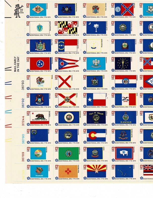 US State Flags 13c Postage Sheet #1633-82 VF MNH