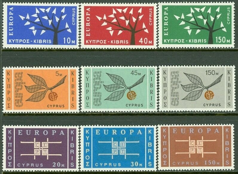 EDW1949SELL : CYPRUS 3 Key Europa sets. All Very Fine, Mint Never Hinged.