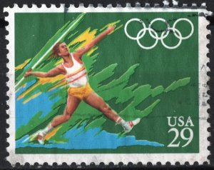SC#2556 29¢ Summer Olympics: Javelin Single (1991) Used