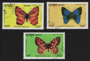 Cambodia Butterflies 3v 1993 CTO SG#1295-1297