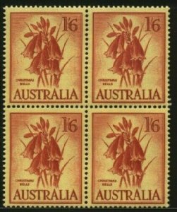 AUSTRALIA 1960 1/6d Christmas Bells block of 4 MNH........................70263A