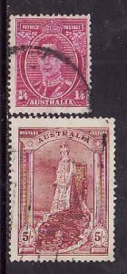 Australia-Sc#176-7- id10-used 1sh4p,5sh-Queen Elizabeth-1938-