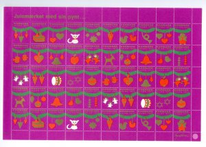 Denmark. 1977 Christmas Sheet  Mnh.Unfolded. 3 Side Perfor. Decoration.Cat,Fish.