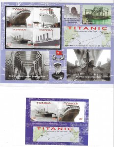 Tonga 2012 Titanic Ship Cruise Sheet & S/S MNH Bo18