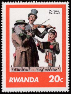 Rwanda 1981 Music Painting Carolers by Norman Rockwell 20c Scott.1027 MNH
