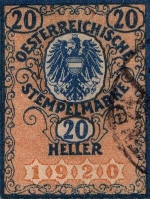1920 Austria Revenue 20 Heller One Headed Eagle Design Used