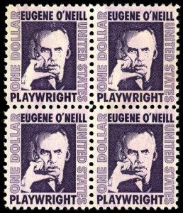 US Sc 1294 UNUSED/NG BLOCK - 1967 $1 - Eugene O'Neill