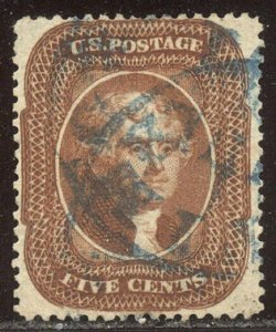 U.S. #30 SCARCE Used w/Cert - 5c Orange Brown