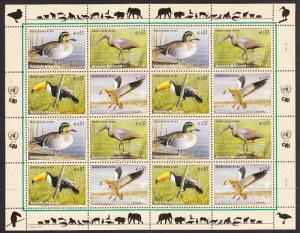 United Nations Vienna 2003 MNH Scott #332a Sheet of 16 Teal, Ibis, Toucan, Goose