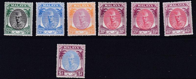 KELANTAN 1951     S G  72 - 79     VARIOUS VALUES TO $1  MNH   $1 MH