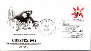 TWENTY YEARS OF USA SPACE ACHIVEMENT CACHET EVENT COVER CHESPEX 1981 - TYPE B