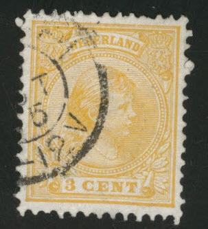 Netherlands Scott 40a nice 1892 3c Orange Yellow  CV$2.75