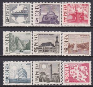 Poland 1966 Sc 1439-47 Tourist Attractions Stamp MNH