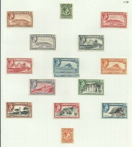 Gibraltar 1938 Set of 14 + 1, Hinged to page, Sg 121-131 + 126B, M/M {C/P-4} 