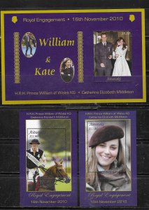 Aitutaki  #566-568 Prince William & Catherine Middleton S/Sheets (MNH) CV $43.00