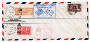 GB 1937 Coronation Goodwill Flight Cover New York to London WS36958