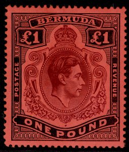 BERMUDA GVI SG121, £1 purple & black/red, VLH MINT. Cat £300.