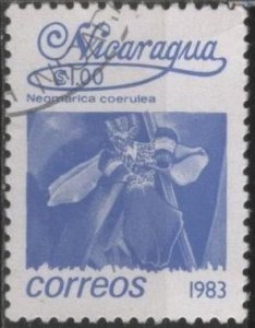 Nicaragua 1216 (used cto) 1cor flowers: Neomarica coerulea (1983)