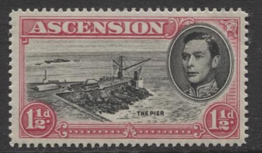 ASCENSION- Scott 42A - The Pier -1949 - MNH - Single 1.1/2d Stamp