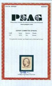 EDW1949SELL : USA 1879 Scott #187 Mint OG Fresh & Rare. PSAG Cert. Cat $3,250.00 