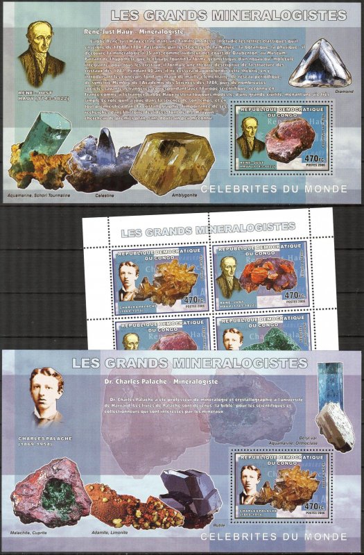 Congo 2006 Minerals R.-J. Hauy C Palache sheet + 2 S/S MNH