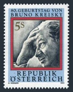 Austria 1527,MNH.Michel 2015. Bruno Kreisky,1911-1990,Chancellor,1991.