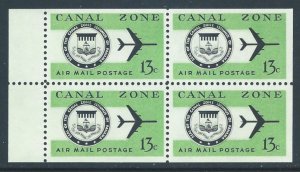 Canal Zone #C50a NH 13c Seal & Jet Plane - Booklet Pane of 4