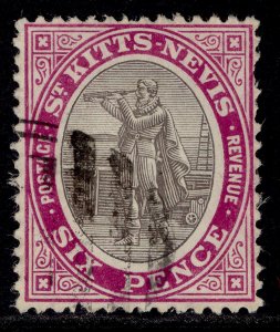 ST KITTS-NEVIS EDVII SG19, 6d grey-black & deep violet, USED. Cat £55. ORDINARY