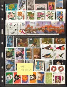 1998 MINT NH COMPLETE COMMEMORATIVE YEAR SET OF 52 STAMPS