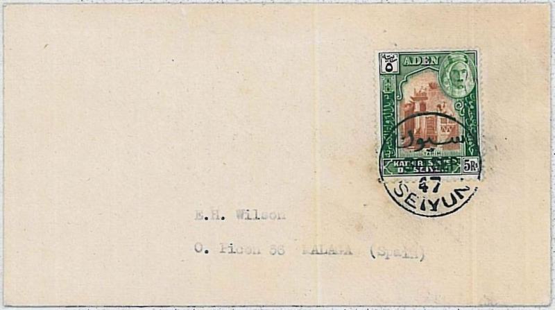 POSTAL HISTORY -  ADEN : SG 11 on cover to SPAIN 1947