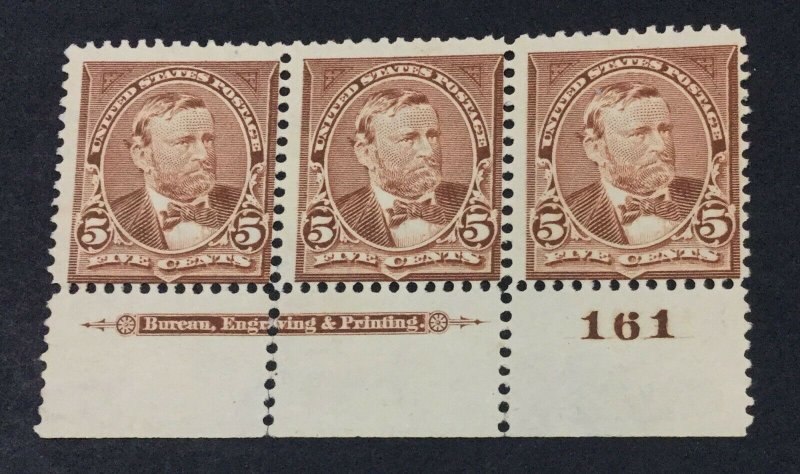 MOMEN: US STAMPS #270 PLATE STRIP UNUSED LOT #44579