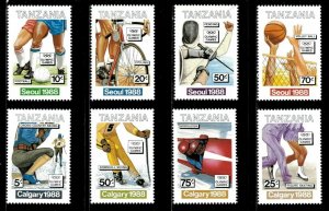 Tanzania 1988 - Seoul & Calgary Olympics - Set of 8v - Scott 414-21 - MNH