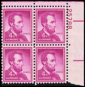 US #1036a LINCOLN MNH UR PLATE BLOCK #25788