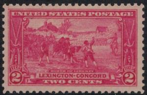 US # 618 SCV $42.50 Lexington Concord, XF-SUPERB mint never hinged, very well...