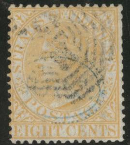 Straits Settlements Scott 13 8p Victoria 1867 perf 14 CC wmk