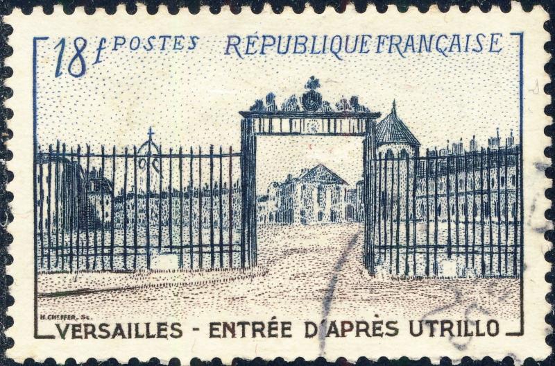 FRANCE - 1954 - Yv.988/Mi.1014 18fr Grille de Versailles (Utrillo) - Oblitéré TB