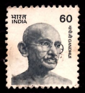 India 60p Mahatma Gandhi (small portrait) 1983 SG.1320, Sc.681 Used (#01)