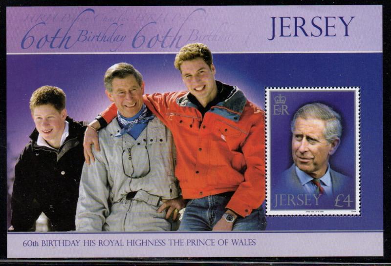 Jersey Sc 1349a 2008 60 yrs Prince Charles stamp sheet NH