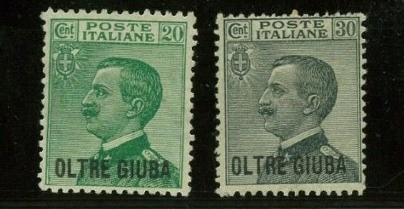 Oltre Guiba Italian Colony 1925 Scott 16-17 MH, Value = $17.00