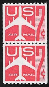 C61 7 cents Jet Silhouette, coil pair Stamp mint OG NH EGRADED XF 90 XXF