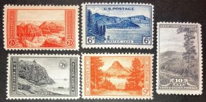 US #741,745-6,748-9 National Parks 1934 MNH 2c,6c,7c,9c and 10c