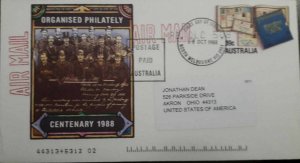 J) 1988 AUTRALIA, ORGANISED PHILATELY CENTENARY, AIRMAIL, CIRCULATED COVER, FROM