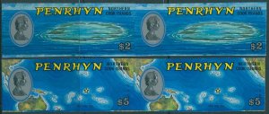 Cook Islands Penrhyn 1974 SG68-69 Views QEII high value pairs imperf MNH